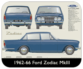 Ford Zodiac MkIII 1962-66 Place Mat, Small